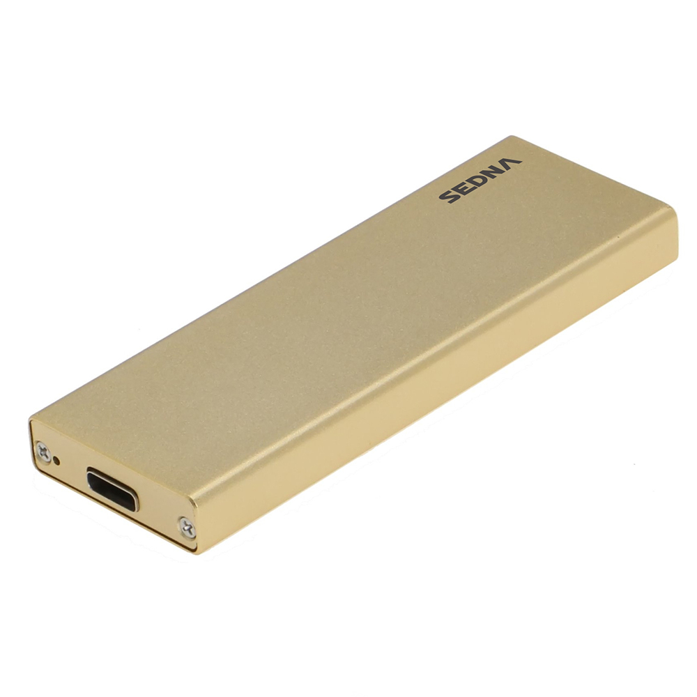 SEDNA    USB 3.1 ( GEN 2 10Gbps ) M2 NGFF ( SATA III ) SSD Enclosure with Type C Connector, gold color ( SSD not included )