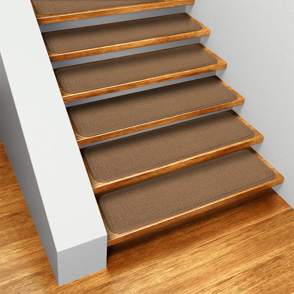 Set of 12 Skid resistant Carpet Stair Treads   Toffee Brown   8 In. X 23.5 In.