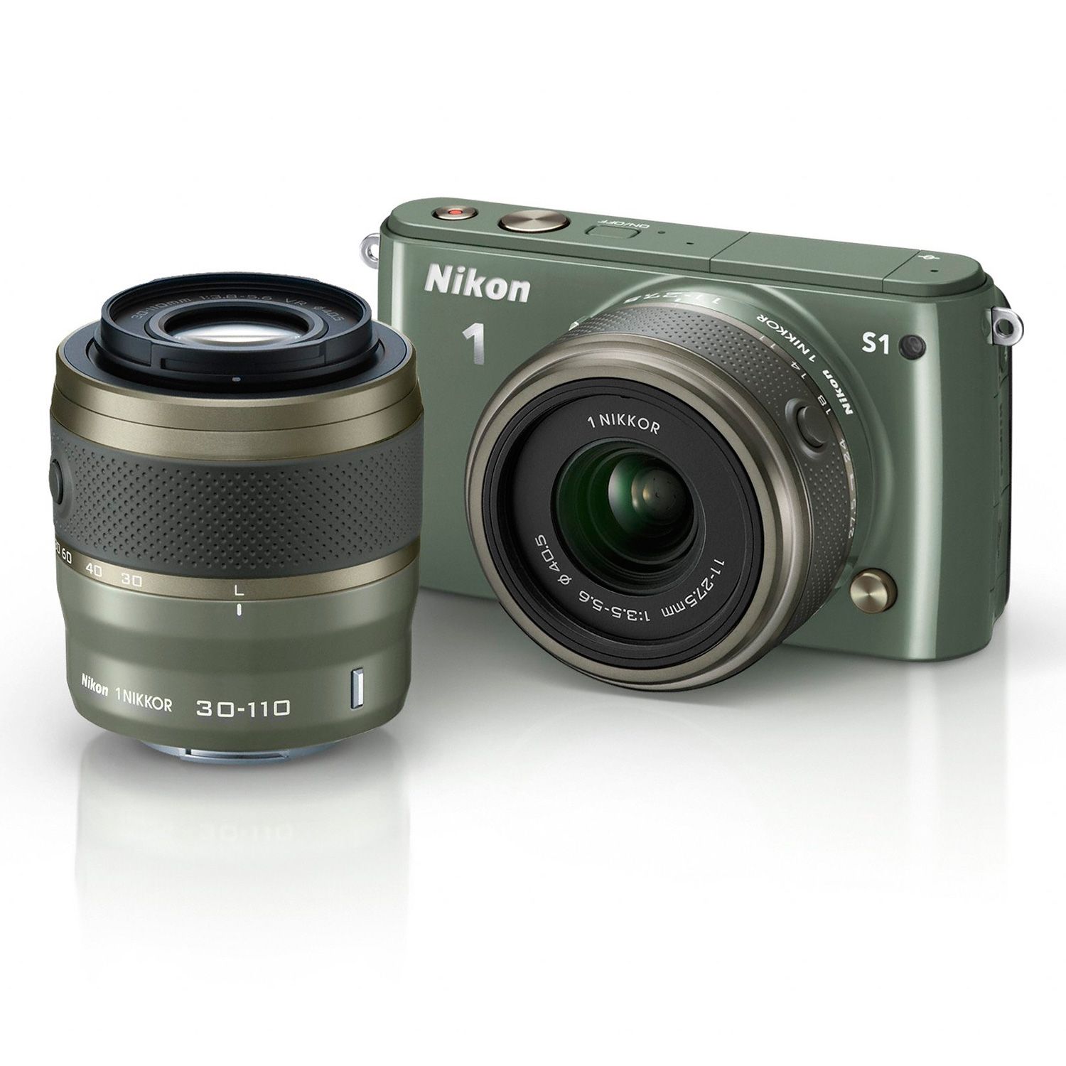 Nikon 1 S1 27621 Khaki 10.1MP 3.0" 460K LCD Mirrorless Digital Camera with 11 27.5mm Lens