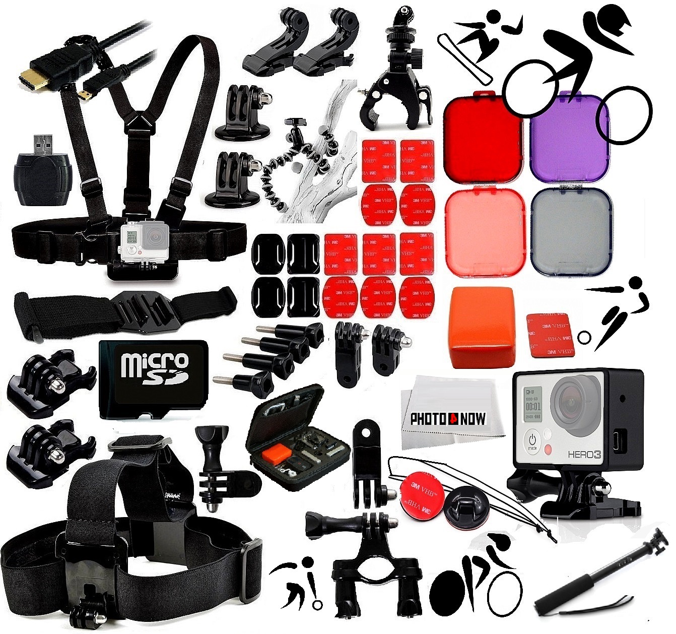 GoPro Super Sports Package For Use with GoPro Cameras. Everything You Need & More!