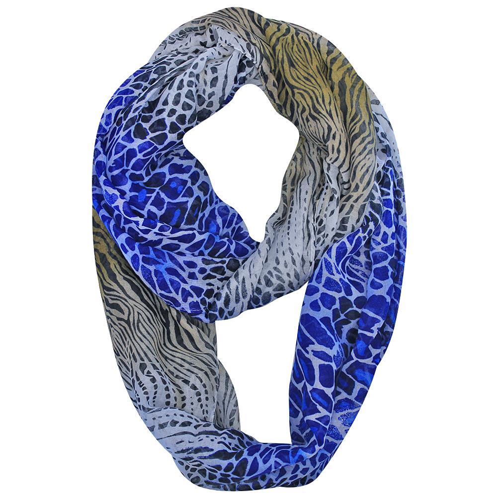 Blue Brown Black Tricolor Animal Circle Scarf