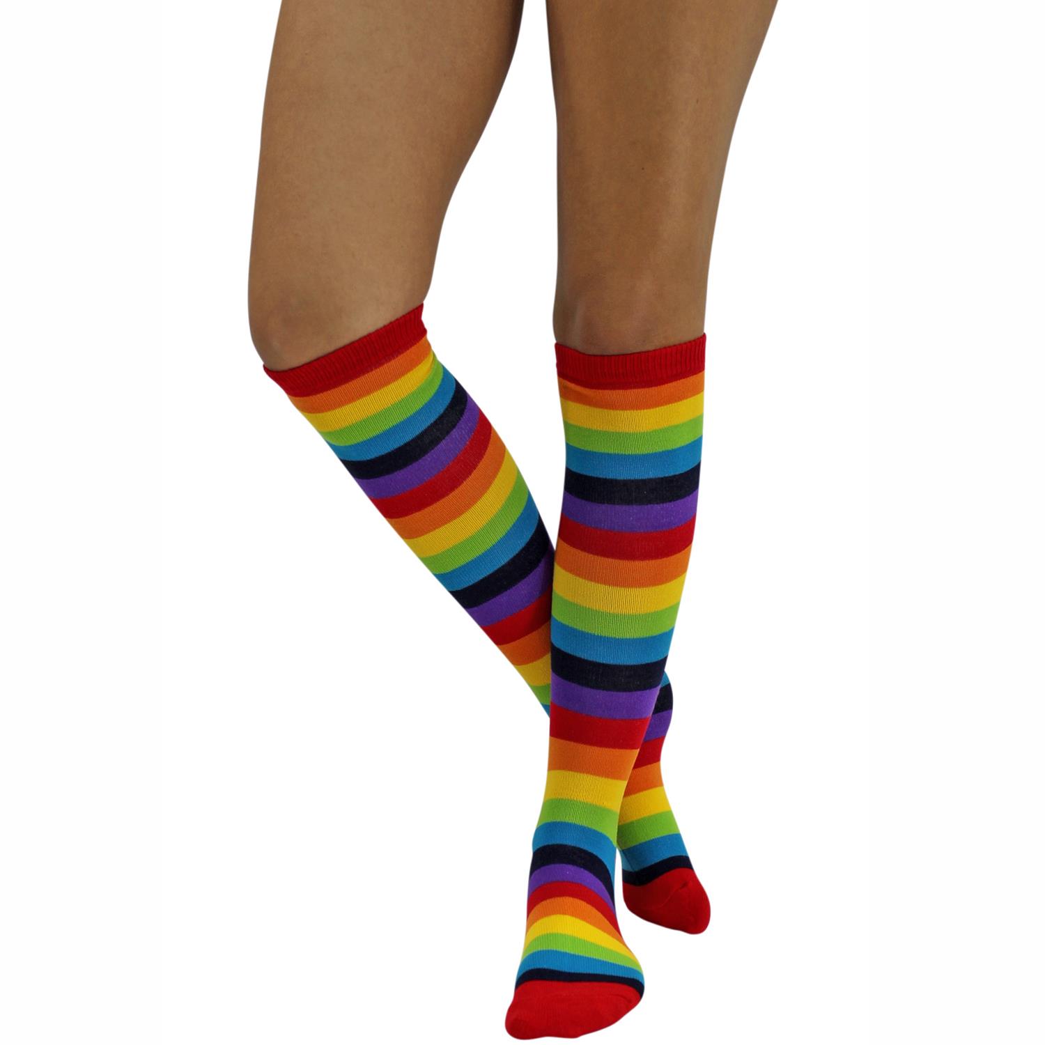 Rainbow Stripe Acrylic Knee High Socks