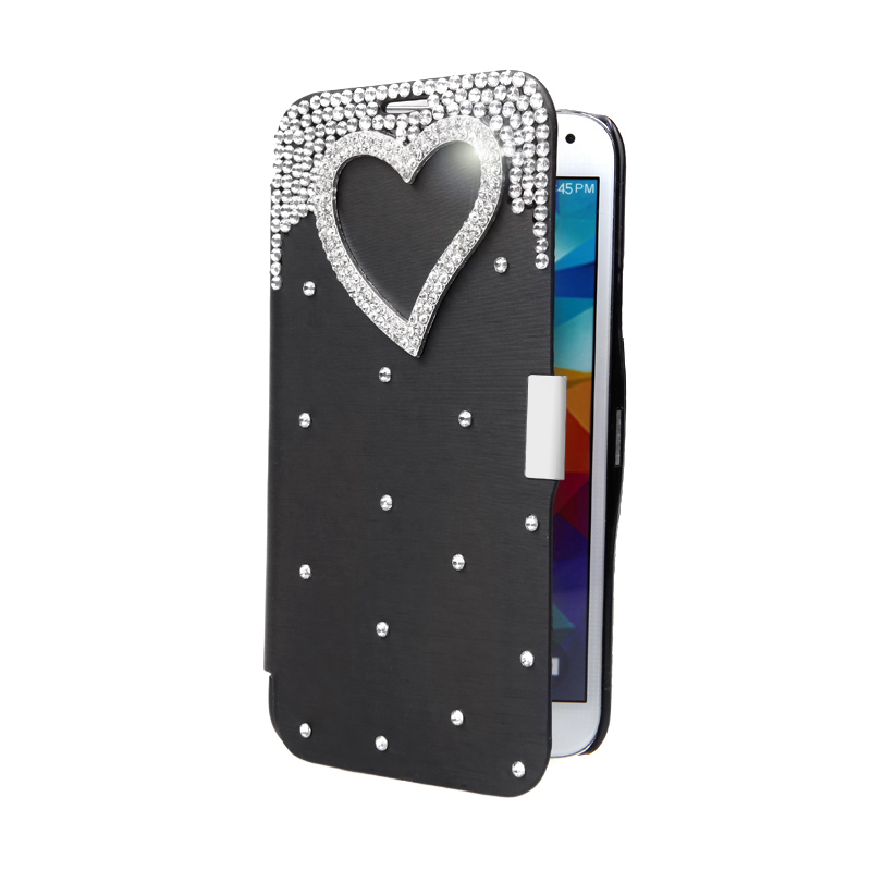 PU Leather  Bling Flower Case Cover for Samsung Galaxy S5 i9600