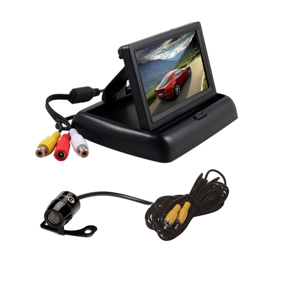 Hisgadget 4.3" TFT LCD Car Backup Reverse Monitor + 170° Waterproof Car Rear Night View Reverse Backup Parking CCD Camera