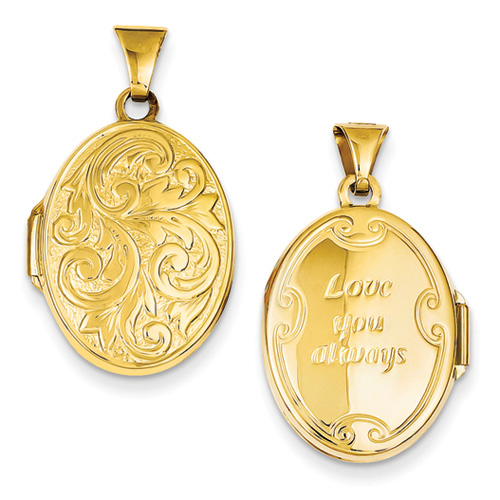 14k Yellow Gold Love you always Reversible Locket