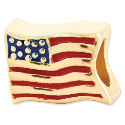 Sterling Silver Gold plated Reflections USA Flag Bead