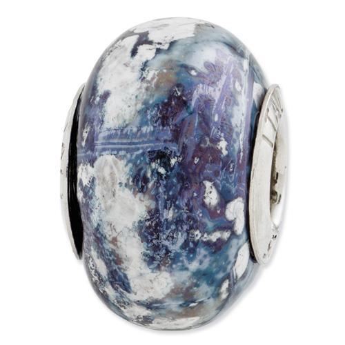 Sterling Silver Reflections Blue/Grey/White Ceramic Bead