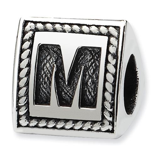 Sterling Silver Reflections Letter M Triangle Block Bead