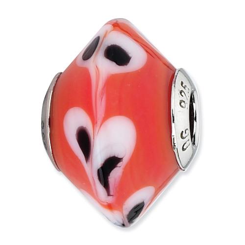 Sterling Silver Reflections Red with Dots Italian Murano Bead