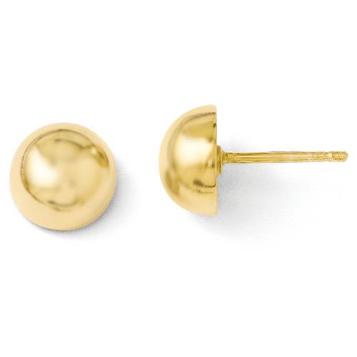 Sterling Silver 9.00mm 14k Gold Plated Polished Button Earrings