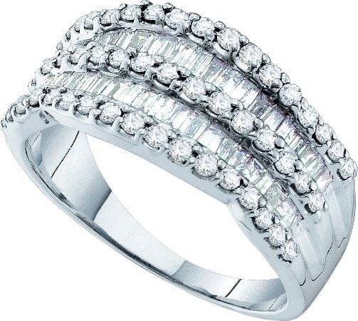 14K White Gold 1.00CT Elegant White Diamond Baguette Wedding Fashion Ring