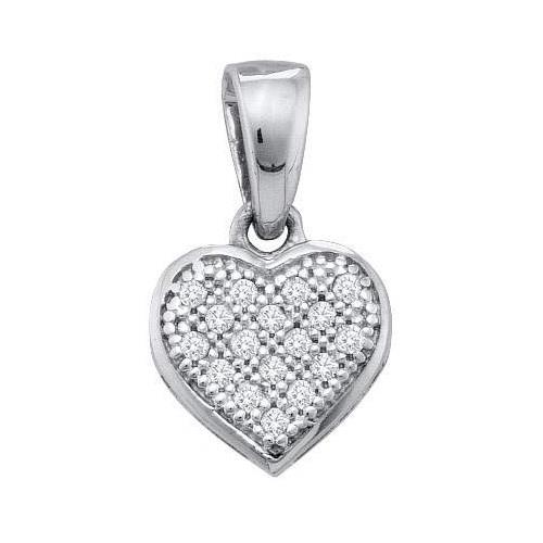 Sterling Silver White 0.05ctw Shiny Micro Pave Diamond Fashion Heart Pendant