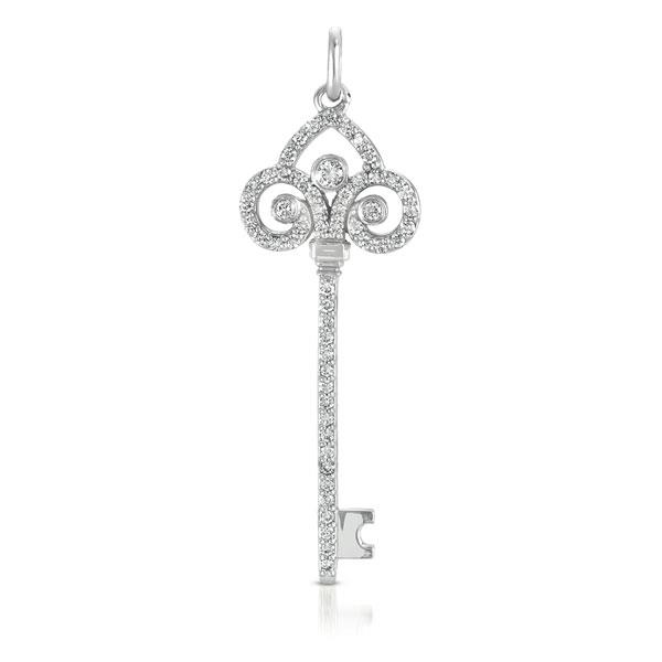 14K White Gold 0.62cttw Round Diamond Pendant