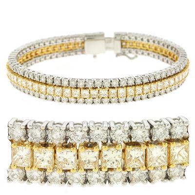 14K Two Tone Gold 13.79cttw Round Diamond Bracelet