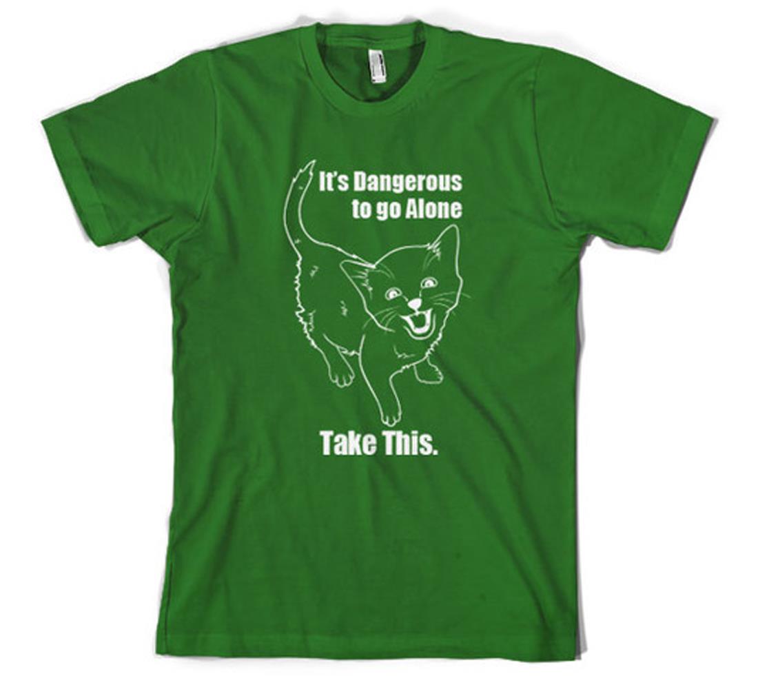 It's Dangerous To Go Alone Take This Cat Funny 8 Bit  T Shirt