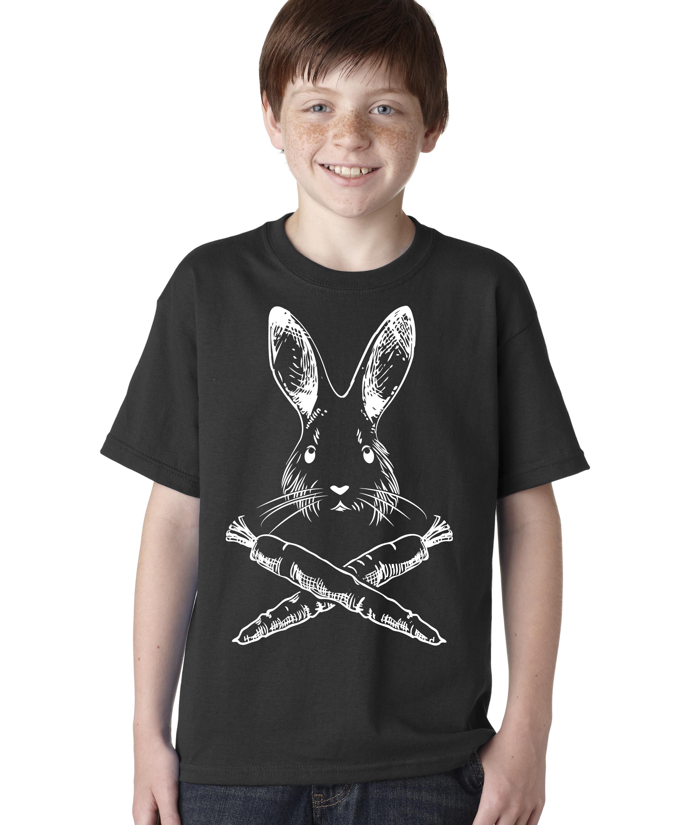 Youth Jolly Roger Easter T Shirt Funny Easter Bunny Tee For Kids  XL