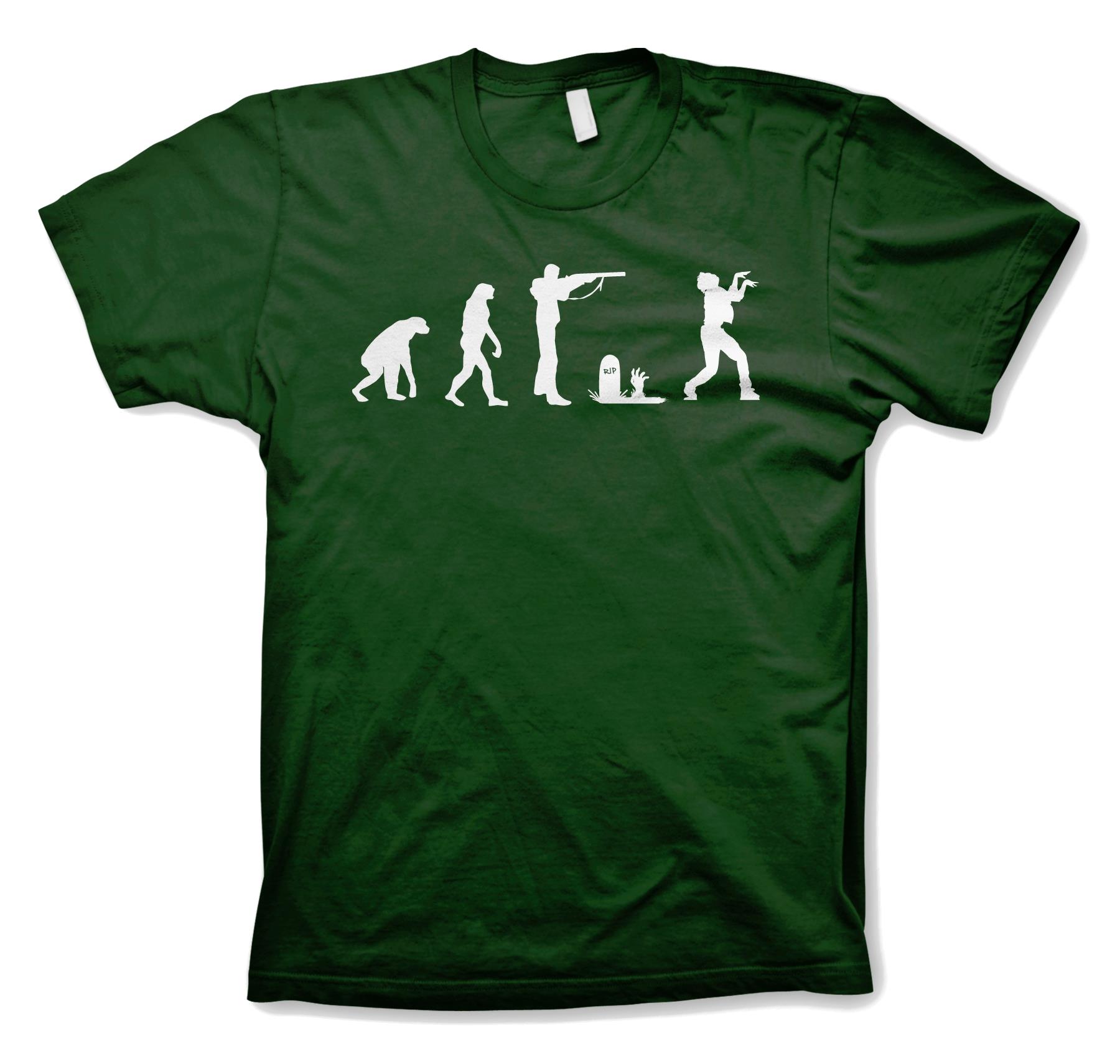 Zombie evolution T Shirt Funny Evolution of Man Walking Dead Shirt (Green) 2XL