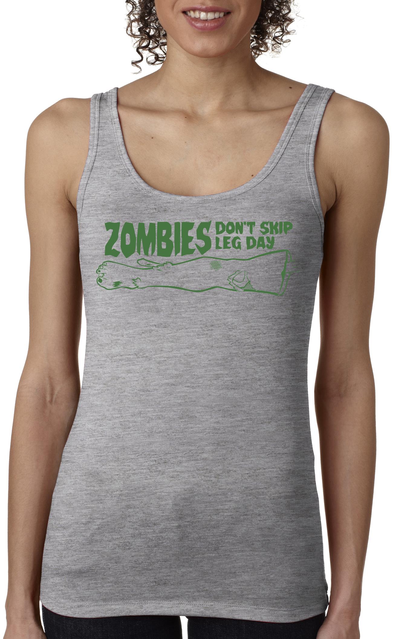 Women's Zombies Don't Skip Leg Day Tank Top Funny Zombie Tank Lifting Shirt S