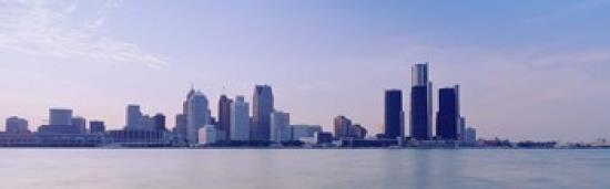 Buildings along waterfront, Detroit, Michigan, USA Poster Print by Panoramic Images (27 x 9)