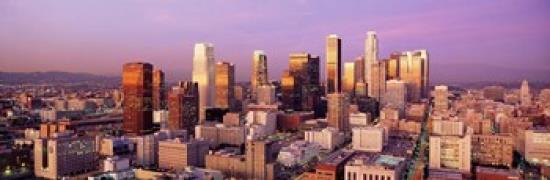 Sunset Skyline Los Angeles CA USA Poster Print by Panoramic Images (36 x 12)