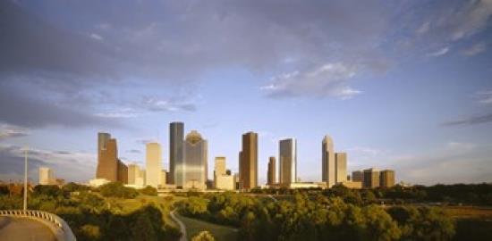 Skyscrapers against cloudy sky, Houston, Texas, USA Poster Print by Panoramic Images (36 x 12)