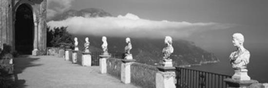 Marble busts along a walkway, Ravello, Amalfi Coast, Salerno, Campania, Italy Poster Print by Panoramic Images (36 x 12)