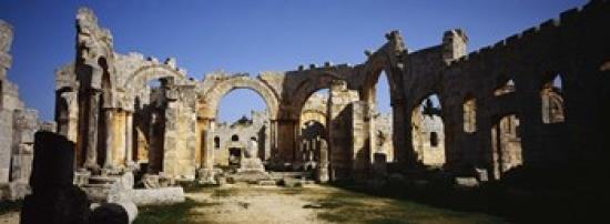 Old ruins of a church, St. Simeon The Stylite Abbey, Aleppo, Syria Poster Print by Panoramic Images (36 x 12)