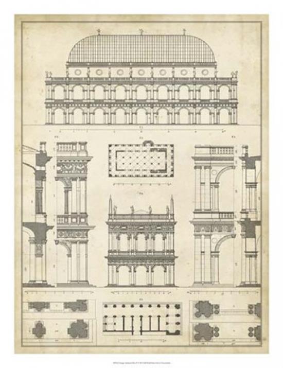 Vintage Architect's Plan IV Poster Print by Vision studio (20 x 26)