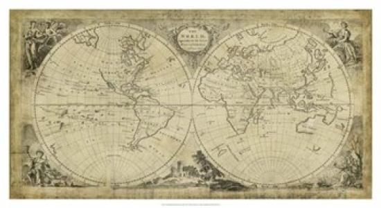 Non Embellished World Discoveries Map Poster Print by T Jeffreys (42 x 23)