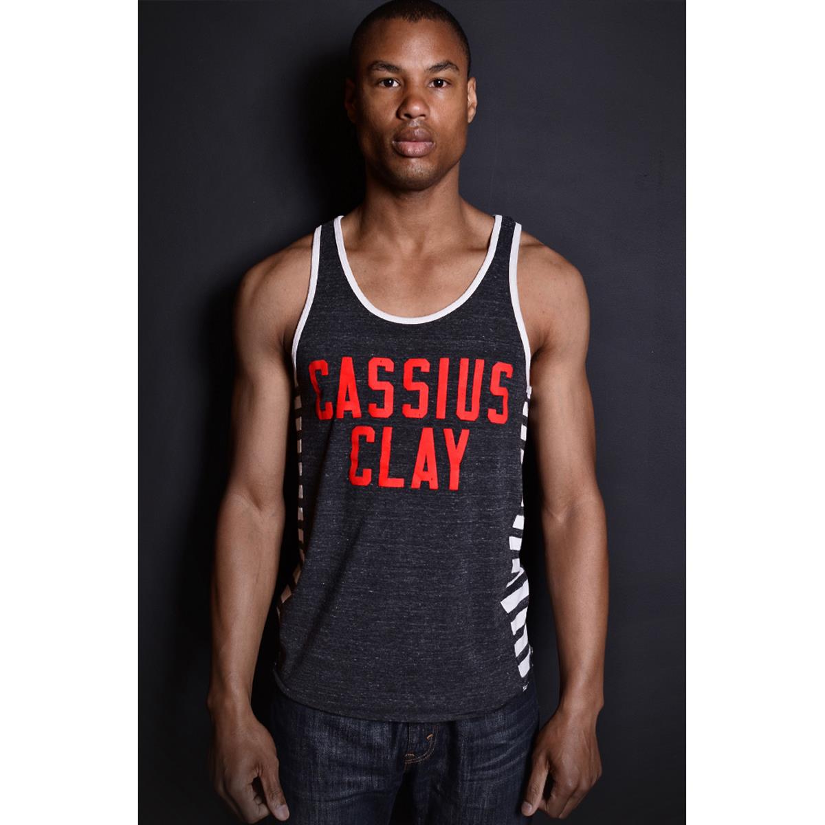 Roots of Fight Cassius Clay Striped Tank Top   3XL   Black Heather