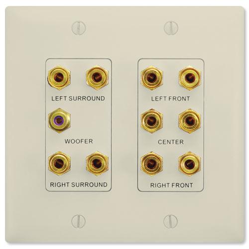 On Q/Legrand 5.1 Surround Sound Home Theater Wallplate, Light Almond (F9004 LA)