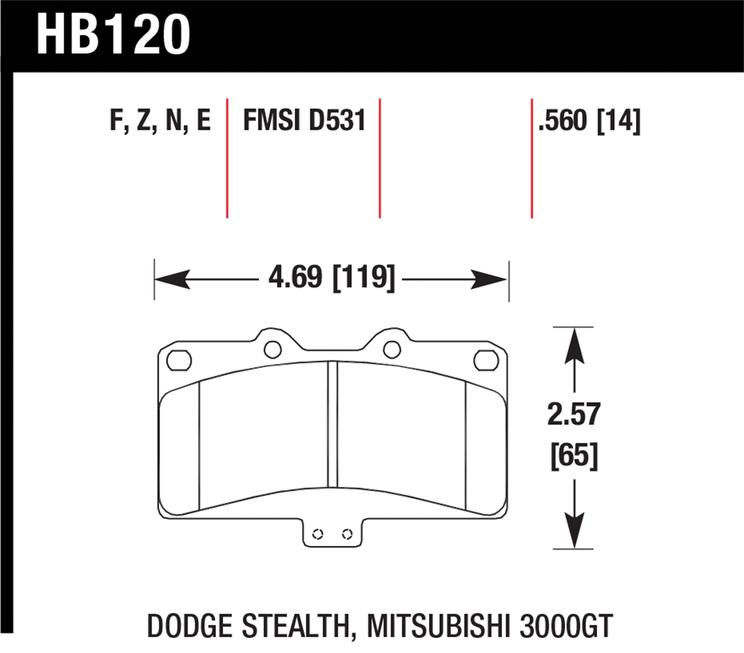 Hawk Performance HB120F.560 Disc Brake Pad; HPS Performance Street w/0.560 Thickness;