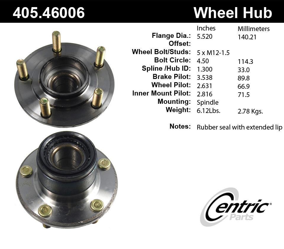 Centric 405.46006E Standard Axle Bearing And Hub Assembly