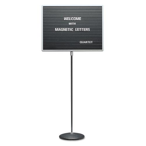 Adjustable Single Pedestal Magnetic Letter Board, 24 x 18, Black, Gray