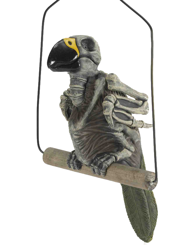 Hanging Haunted Zombie Ghost Parrot Bird On Perch Halloween Decoration