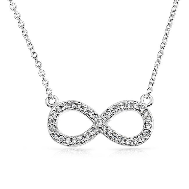 Bling Jewelry Pave CZ Figure Eight Infinity Pendant 925 Sterling Silver Necklace 16in