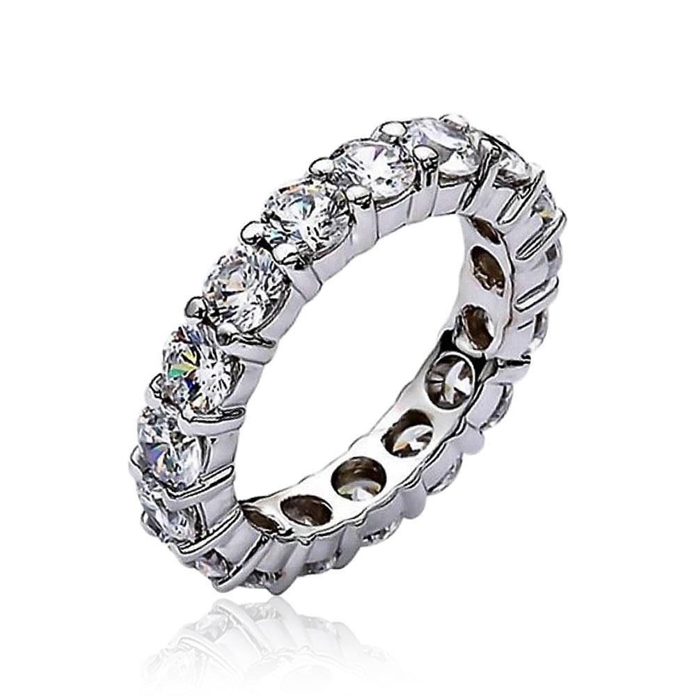 Bling Jewelry Stackable Clear CZ Eternity Wedding Band Ring Silver Plated