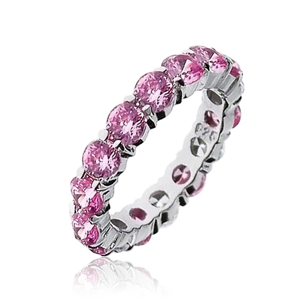 Bling Jewelry Sterling Silver Pink CZ Stackable Eternity Ring