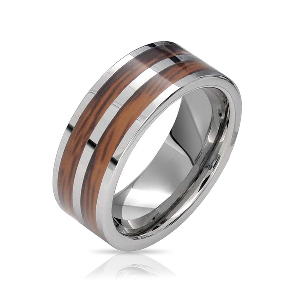 Bling Jewelry Double Wood and Tungsten Wedding Band