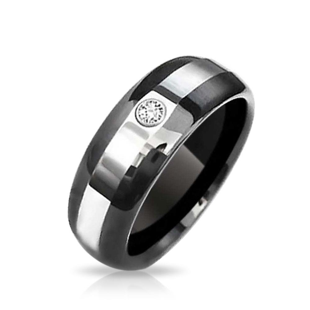 Bling Jewelry Black Tungsten Wedding Band Ring 8mm