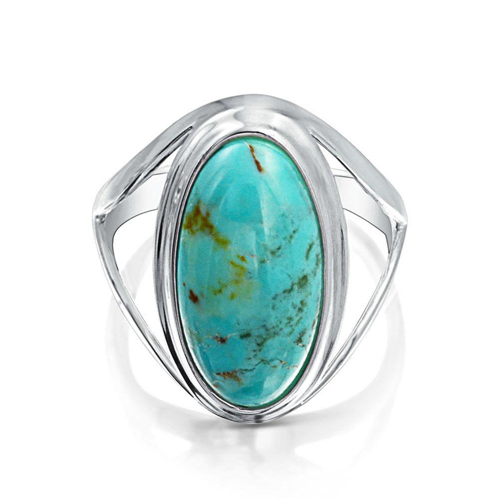 Bling Jewelry Sterling Silver Oval Turquoise Bezel Set Gemstone Cocktail Ring