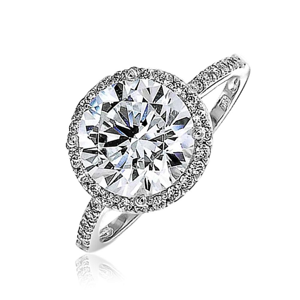 Bling Jewelry Vintage Style Silver Plated Round CZ Engagement Ring