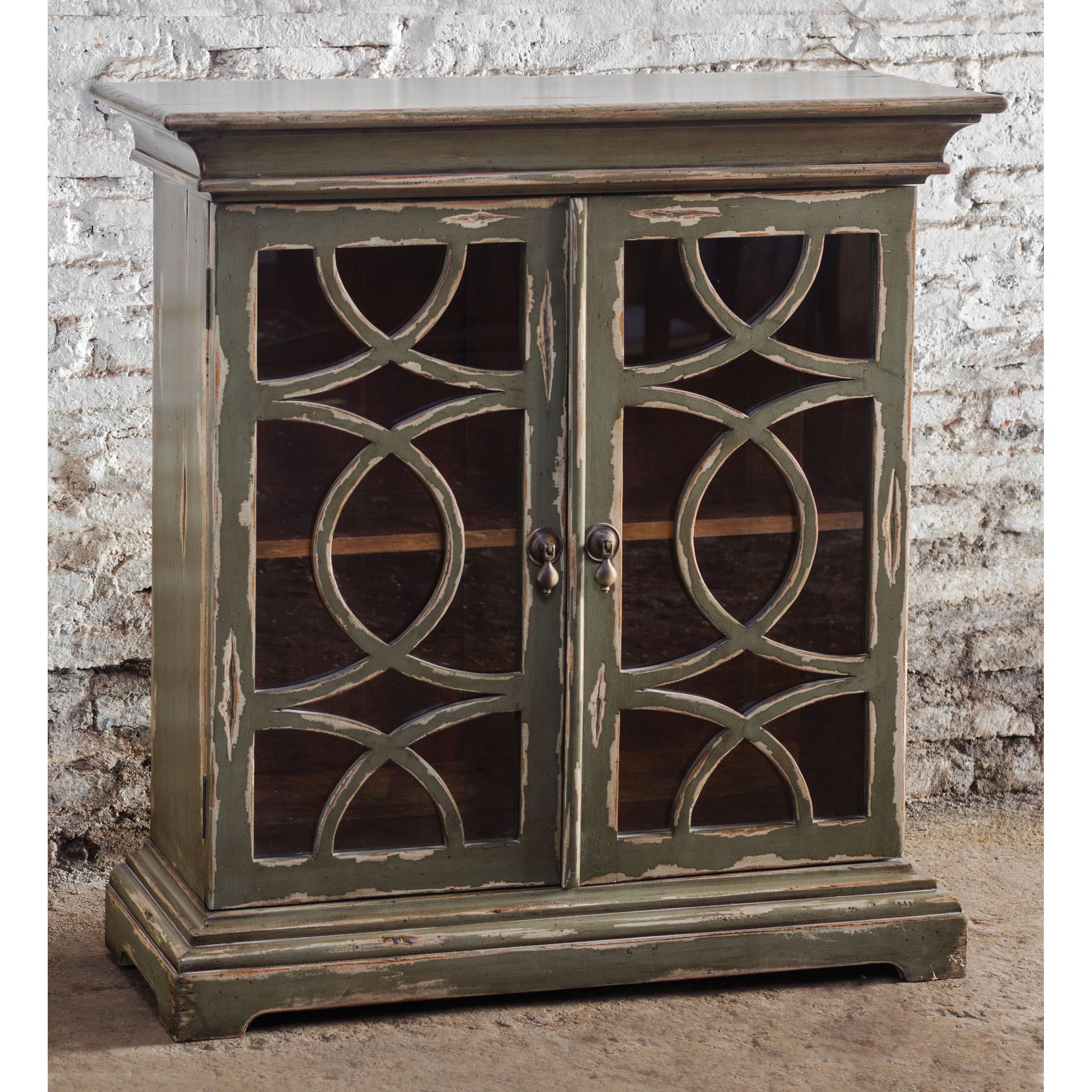 Duran Mahogany Wood Console Cabinet with Glass Door