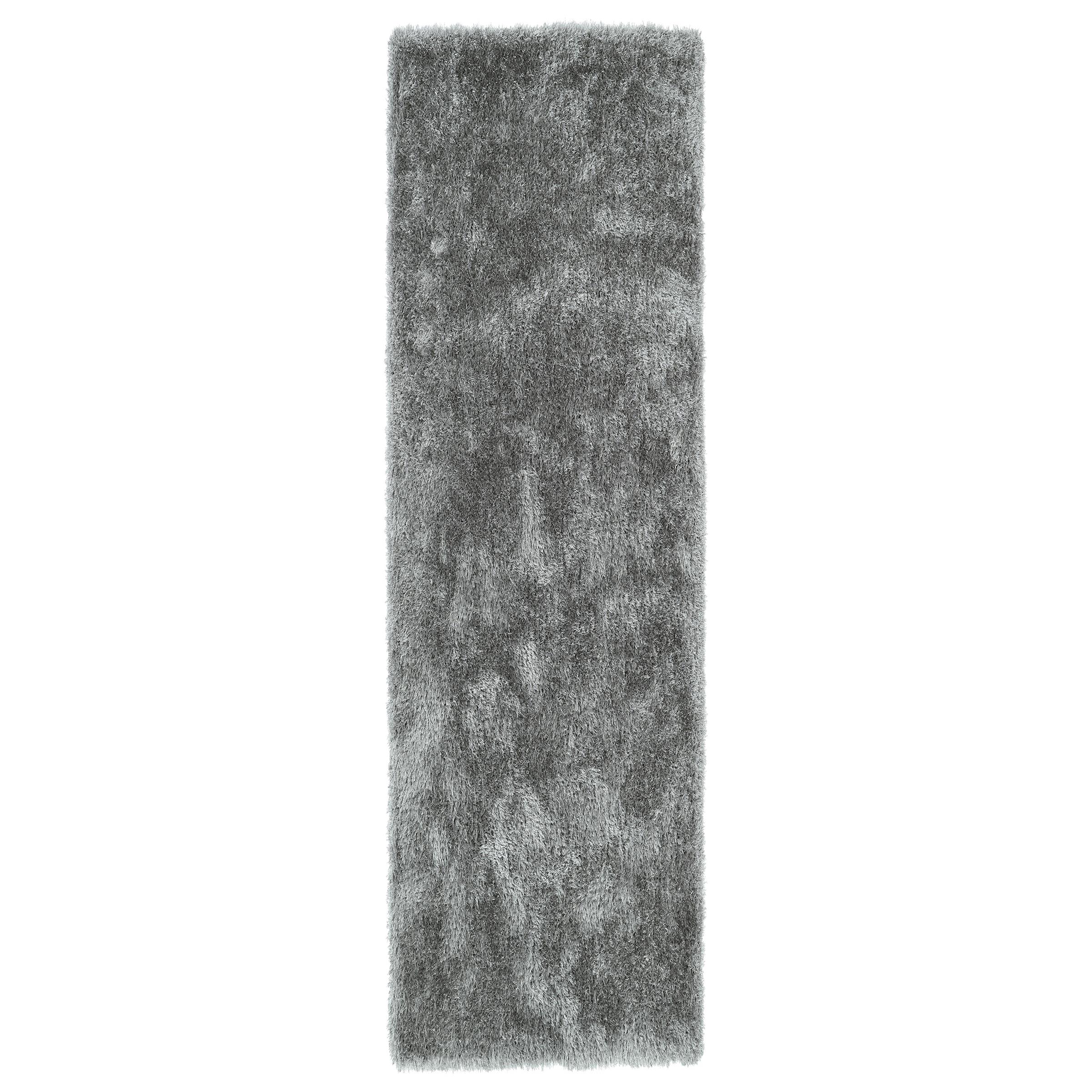 Hand Tufted Silky Shag Silver Rug (2'3 x 8')