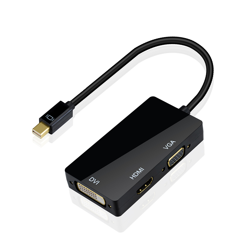 [2015 New Version ]VicTsing 3 in 1 Thunderbolt Port Mini Displayport To HDMI DVI VGA Display Port Adapter Cable Gold Plated for Apple Mac Macbook Pro Air iMac (Black)