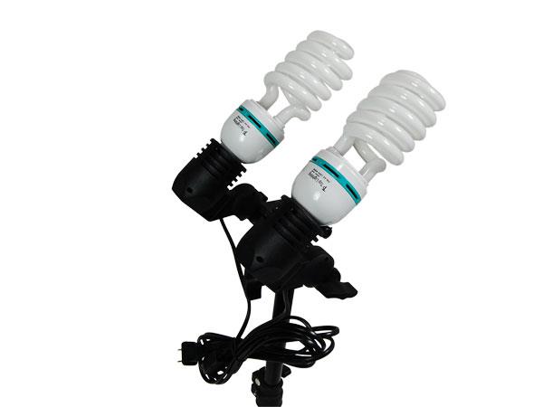 LoadStone Studio 2x 45W Compact Fluorescent Photo Bulbs + Photography Studio Double Light Holder