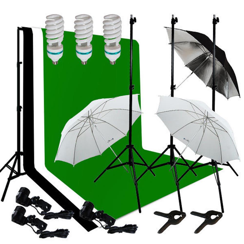 LoadStone Studio Lighting Muslin Backdrop Stand Kit 3 Backdrop 3 Light LTG1100