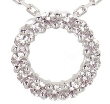 Circle of love diamond pendant 2.20 ct. diamond necklace with chain white gold