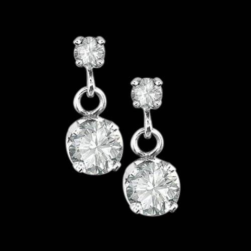 2.40 carats sparkling round brilliant diamonds dangle earrings pair