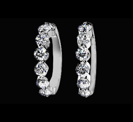 3 carat diamonds hoop earrings solid white gold 14K lady jewelry women